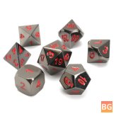 Metal Dice Set with Bag - Green, Red, 7 Pieces