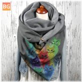Soft and Cute Cartoon Cats Pattern Scarf for Women