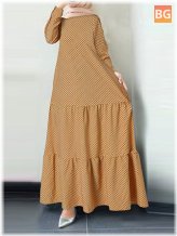 Maxi Dress with Polka Dots Print Back Button
