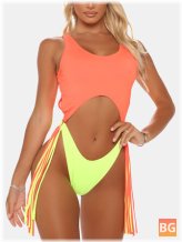 Beach Swimwear with Contrast Colors - One Piece