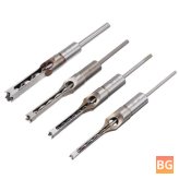 Square Hole Drill Bit Set - Woodworking Auger Chisels - 4pcs - 1/4 to 1/2 Inch
