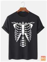 Halloween T-Shirt with Bones Printed on Top