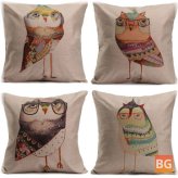 Cotton Linen Home Sofa Pillow Case with Chickens Printed Pattern