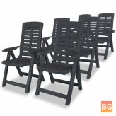 6-Piece Anthracite Plastic Reclining Garden Chairs