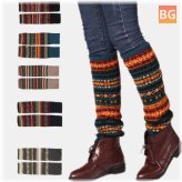 Women's Wool Plus Thicken Keep Warm Stripe Pattern Winter Boots Cover Leggings Socks
