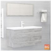 Bathroom Furniture Set in Gray - Chipboard