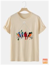 T-Shirt with Bird Print