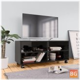 TV Cabinet with Castors - High Gloss Black