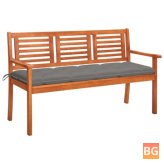 3-seater Garden Bench with Cushion (59.1 Inches)