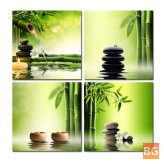 Poster Art with Green Bamboo and Zen Background