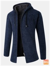 Warm and comfortable men's Solid color hoodie knit coat with pocket