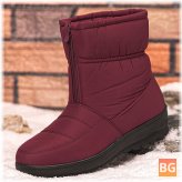 Women's Warm Lined Boots with Zipper at the Bottom
