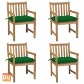 4-Piece Garden Chairs with Green Cushions