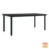 Black Dining Table with Steel Frame and Glass Top