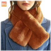 Women's Faux Rabbit Fur Soft Cross Bib - Winter Plush Warm Scarf