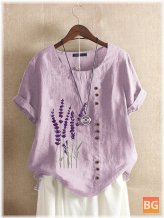 Short Sleeve T-Shirts for Women - Floral Embroidery