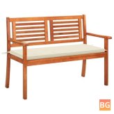 Garden Bench with Cushion - Solid Eucalyptus Wood