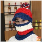 Women's Windproof Thicken Velvet Beanie Hat Earmuffs Warm Patchwork Ski Cap