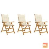 Folding Garden Chairs 3 pcs with Cushions and Sofa Solid Acacia Wood