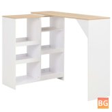 White Bar Table with a Shelf that Can Be Swiveled