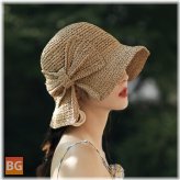 Sunhat - Female Folding Bowknot Decoration - Casual Breathable Straw Hat - Bucket Hat - Sunscreen