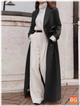 Long Sleeve Lapel Coat for Women - Pure Color