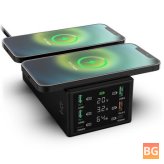 150W 8-in-1 LED Display with 6 ports, USB PD, and dual 15W wireless charger - for iPhone 13 13 Pro Max, Apple Watch AirPods Pro, and Samsung Huawei