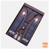 Fathers Day Gift - Men's Point Stripe Printing 4 Clip Buckle Braces Suspenders