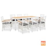 Outdoor Dining Set with Rattan and White Canvas