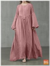 Maxi Dress with Cotton Puff Sleeve - Solid Colors