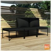 Garden Lounge Set with Cushions - Black PVC