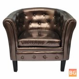 Brown Faux Leather Tub Chair