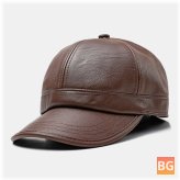 PU Leather Baseball Cap with Earflaps