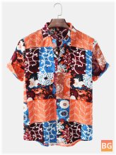 Short Sleeve Holiday Shirt with Floral Print