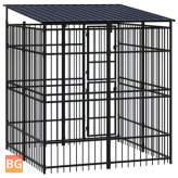 Outdoor Kennel with Roof Steel 39.7 ft²