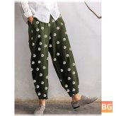 Pants with a Flower print and elastic waistband