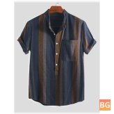 Short Sleeve Men's Business Shirt with Stripes
