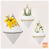 White Ceramic Wall Hanging Flower Pot with Hydroponic Family Plant - Set of 2