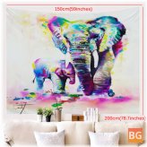 Hippie Tapestry Wall Hanging - Colorful Dye Elephant