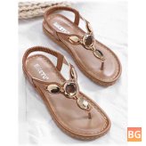 Beach Sandals with Metal Buckle and Soft Clips