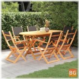 Black Outdoor Dining Set with Eucalyptus Wood and Textile Fabric