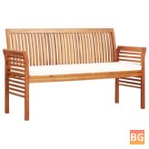 3-seater Garden Bench with Cushion and Seat 59