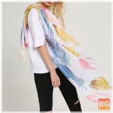 Women Feather Color Printing Shawl