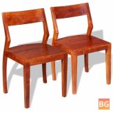 2-Piece Solid Acacia Wood Sheesham Dining Chairs