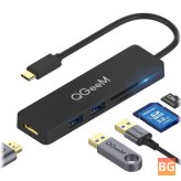 QGEEM 5-in-1 USB C HUB Dock for TV / Monitor / Memory Card Reader / Audio Player