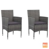 2-Piece Garden Dining Chairs in Rattan Gray