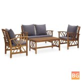 Garden Lounge Set with Cushions - Solid Acacia Wood