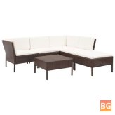 Garden Lounge Set with Cushions - Poly rattan brown