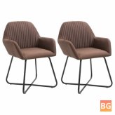 2 Pcs Brown Fabric Dining Chair