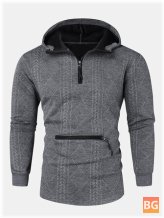 Mens Argyle Jacquard Knit Hooded Sweaters With Pocket